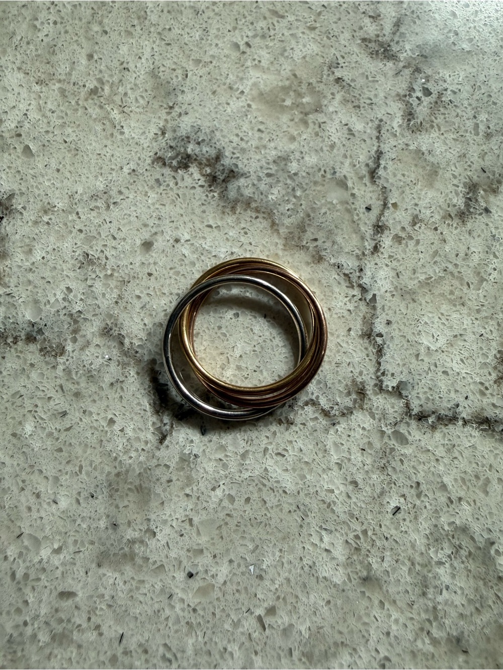 14k Trio Interlocking Stackable Ring - Gold, Rose Gold & White Gold